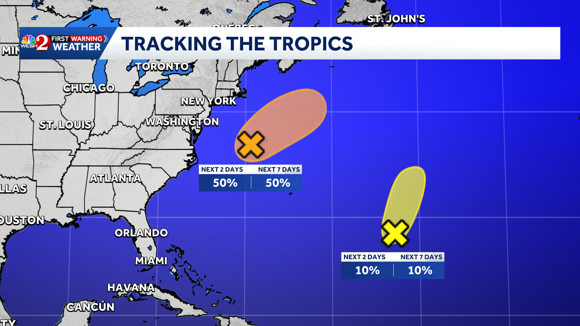 Invest 93-L has 50% chance of subtropical development in Atlantic, NHC says — WESH 2 Orlando