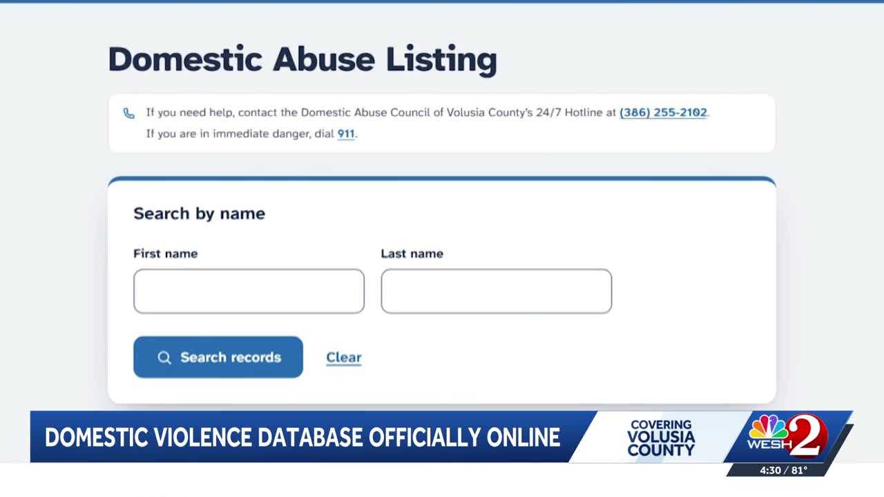 Volusia County launches Florida’s first public domestic abuse database — WESH 2 Orlando, Clermont Community news