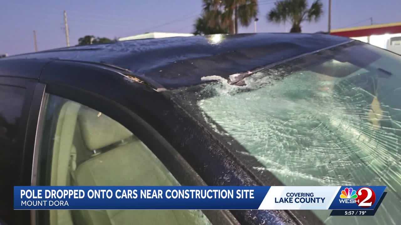 Pole falls on cars near Lake County roundabout work — WESH 2 Orlando, Clermont Community news